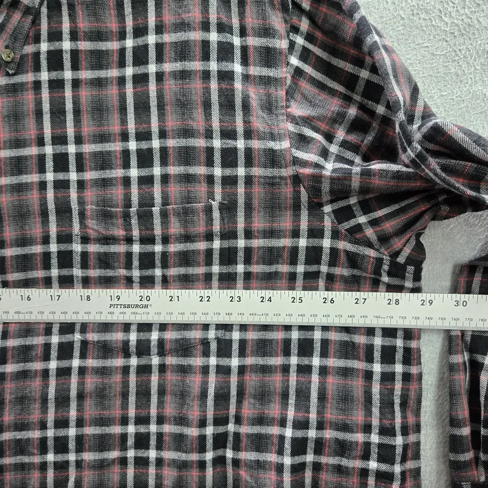 The Foundry Supply Co. Men Button Up Shirt 2XLT Black‎ Plaid Flannel
